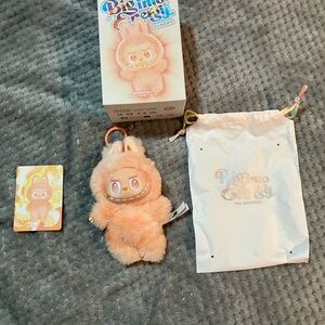 Labubu TheMonsters  Happiness Peach Plush Keychain